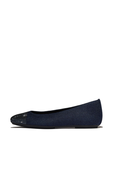 Fitflop Women's Delicato Crystal Cap-Toe Denim Ballet Flats