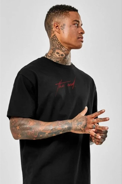 pazarella Unisex printed oversize t-shirt - black