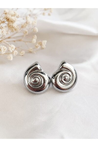 CM Jewelry Spiral Silver Color Steel Earrings