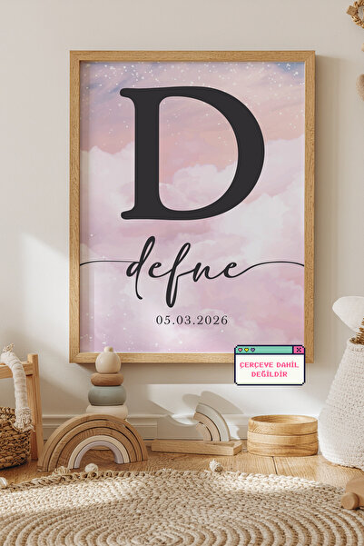 Çocuk Odası Harf Poster | İsimli Bebek & Çocuk Odası Duvar Posteri | Doğum Hediyesi Çerçevesiz