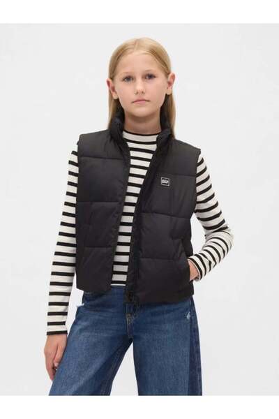 GAP Kids Gap Girls' Puffer Vest - Zippered and Pocketed Black