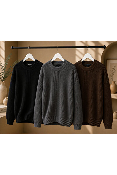 oneoff Women's Premium Crew Neck Oversize Knitwear Sweater Soft Knitted Sweater