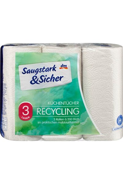 OEM 3-ply kitchen rolls, recycled cellulose, 3 rolls x 200 sheets, 3 pcs