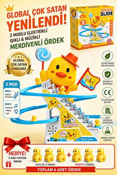 MagX Işıklı Müzikli Otomatik Merdiven Çıkan Ördek Kaydırak Oyuncağı Eğitici 3...
