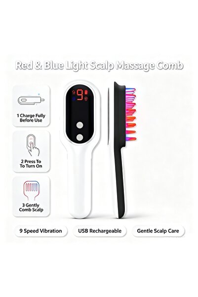 Anchora USB Rechargeable Portable 9-Level Red and Blue Light Electric Scalp M...