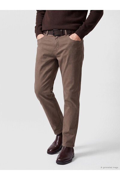 LC Waikiki Vizyon New Season Brown Regular Fit Linen Blend Men's Trousers