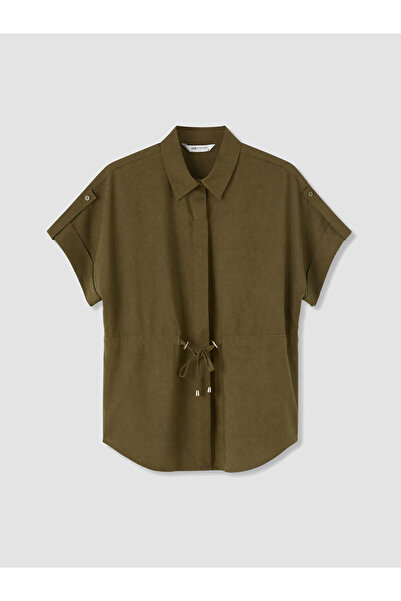 LC Waikiki Green lace-up Oversized women's shirt