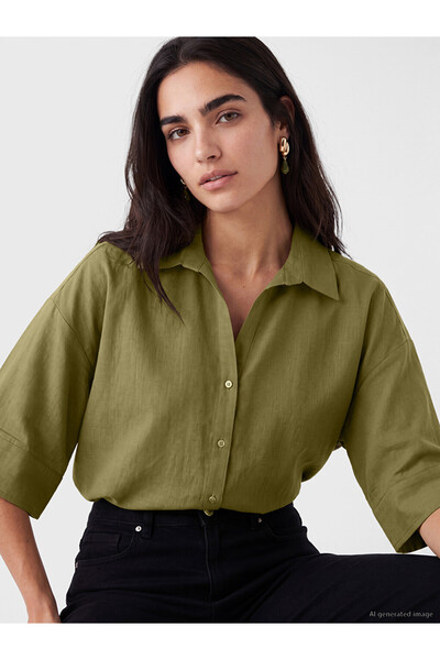 LC Waikiki Green Oversize Women's Shirt