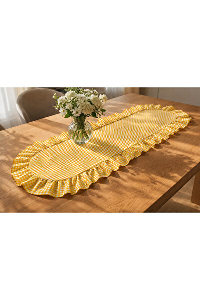 ŞAH TEXTILE DESIGN Pötikare fırfır detay oval runner 40x110