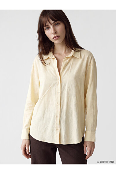 LC Waikiki Ozmarka New Season Yellow Oversize 100% Cotton Women's Shirt