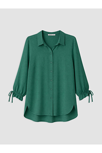 LC Waikiki Green Women's Shirt with Tie at the Sleeve Cuff