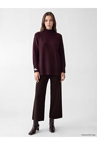 LC Waikiki Brown Women's Knitwear Trousers with Elastic Waist