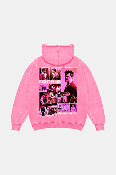 Sekizbiraltı Fight Club Printed Oversize Unisex Washable Pink Hoodie