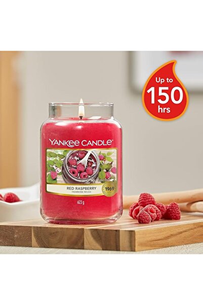 Yankee Candle شمعة كبيرة كلاسيكية بوزن 22 أونصة برائحة التوت الأحمر، ذات فتيل...