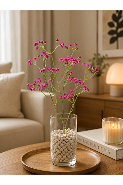 aymumi home Yapay Fuşya Kır Çiçeği Dekoratif Dal Çiçek Ev Salon Ofis Masa Üst...
