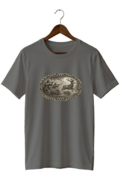 remonz Hunter Printed Unisex T-Shirt – Deer and Wild Boar Themed Outdoor Crew...