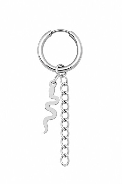 Blisse Piercing Unisex Silver Color Surgical Steel Dangle Snake and Chain Fig...