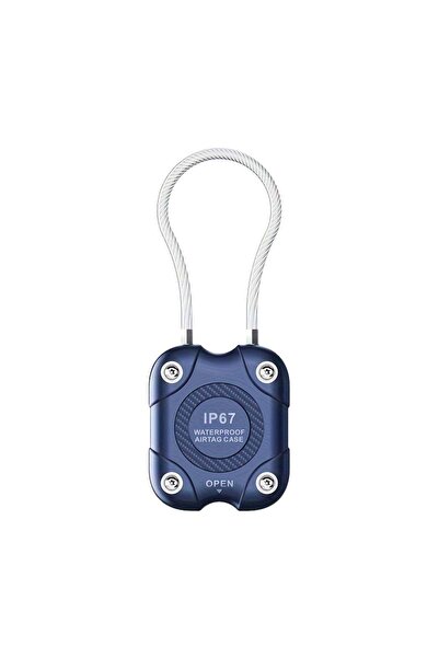 Choice3 Blue Airtag Holder with Wire Cable-Secure Lock Airtag Keychain-360°Ha...