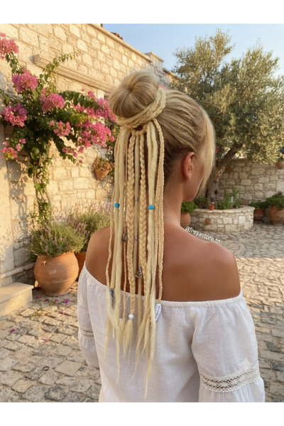 Freya Sarı Afrika Örgüsü Rasta Toka Bohem Otantik Alaçatı Tarzı Saç Aksesuarı...