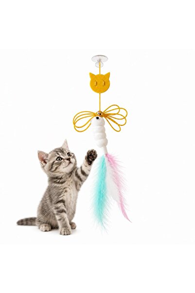 sanal trend 2 Meters Elastic String Self-Adhesive Cat Fishing Rod Toy with Fe...