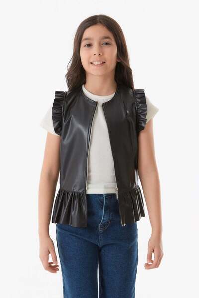 Fulla Moda Faux Leather Girl's Vest