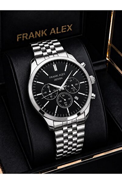 Frank Alex Dial with Stopwatch 2-Year Warranty Steel Strap 3 Atm Men's Wristw...