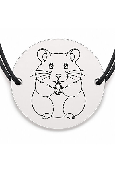 Simoshop Brățară argint 925 cu bănuț gravat hamster, șnur negru reglabil