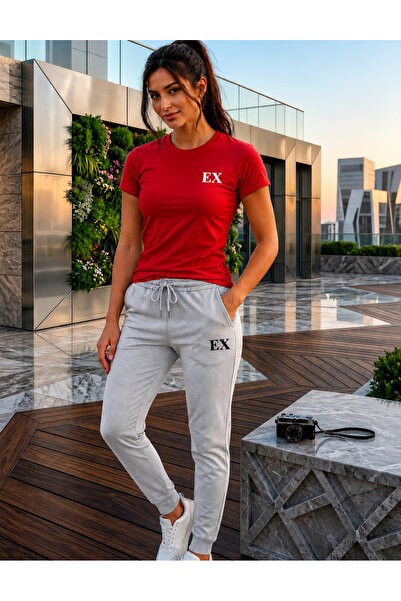 CLOTHES33 تي شيرت رياضي مكون من قطعتين، رقيق، صيفي، مقاوم للعرق، مطبوع، للنسا...