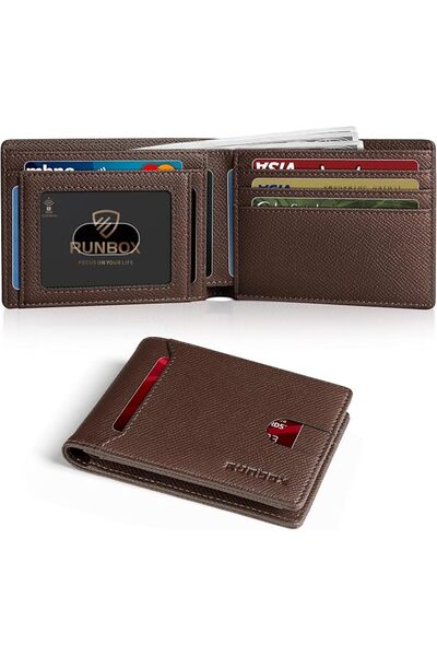 Runbox محفظة رجالية نحيفة مع مشبك نقود ومانع لسرقة البيانات RFID، محفظة أمامي...