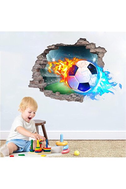 KASTWAVE Soccer Wall Stickers Removable, 3D Breakthrough Football Decal, Spor...