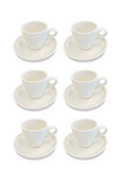Celia 12-Piece Porcelain Coffee Cup & Saucer Set 80ML White, Set for 6 People