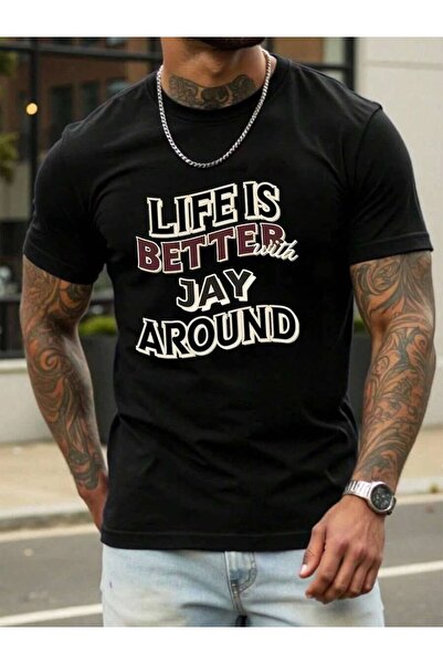 799 تي شيرت برسومات "Life Is Better With Jay Around" بأكمام قصيرة وياقة دائري...