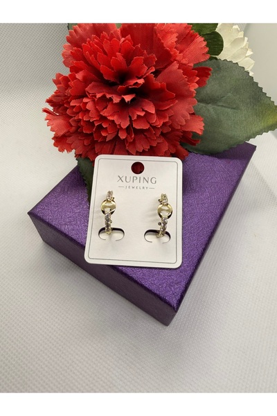 XUPING JEWELRY أقراط دائرية من الفولاذ مرصعة بأحجار الزركون