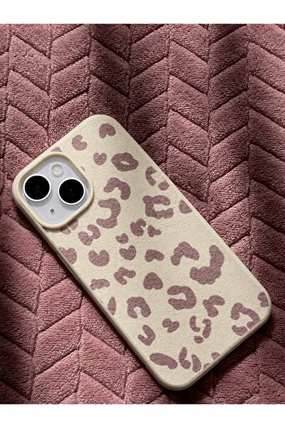 MUSSTECH Iphone 13-14-15 Uyumlu Mürdüm Rengi Leopar Desenli Kılıf, Kamera Kor...
