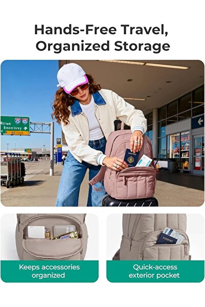 BAGSMART College Laptop Backpack,Cute Travel Backpack for Women,Quilted Compu...