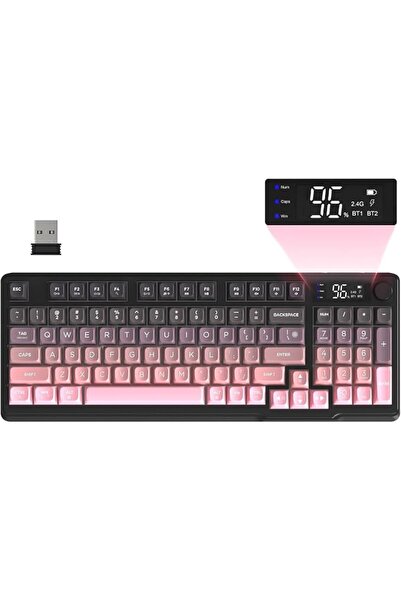 FREE لوحة مفاتيح ألعاب لاسلكية وولف M96، غشاء كريمي، 94 مفتاحًا، ANSI-Moonlig...