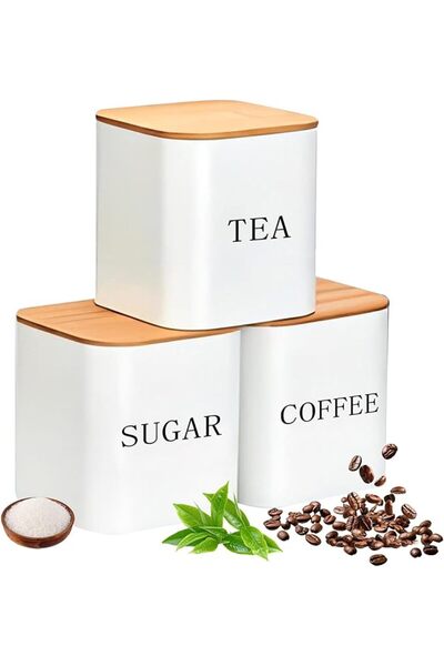 URbazaar 3 Pcs Storage Jars Elegant Square Storage Jar Classic Tea Container ...