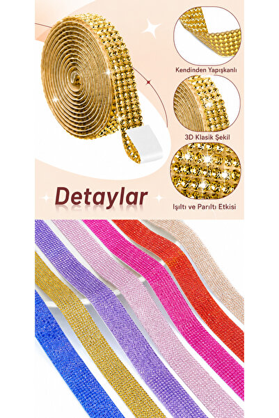 EFEAKS Kristal Taşlı Kendinden Yapışkanlı Şerit Çeşitleri 40x3 cm Telefon, Bardak, Çerçeve, Ev ve Hobi Dekoru