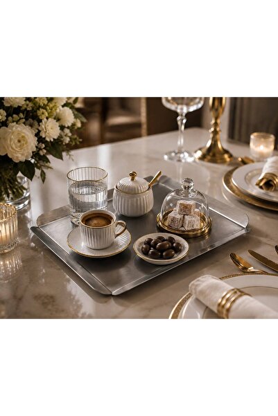 TURGAY AŞKIN TA COLLECTION Stainless Steel 22X32 cm Coffee Presentation Tray ...