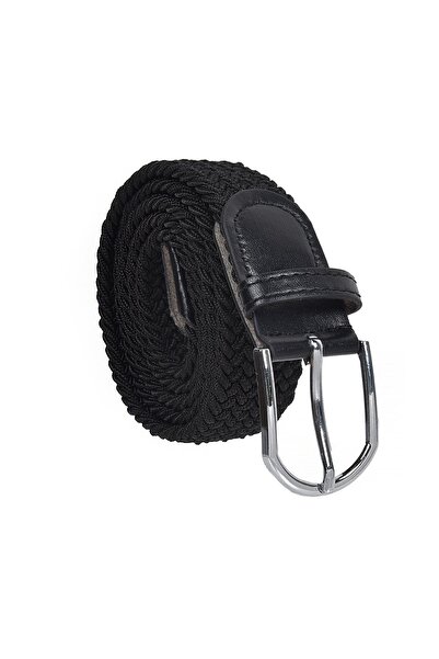 OEM Curea elastică împletită neagră pentru bărbați, 105x3.5cm, cataramă din p...