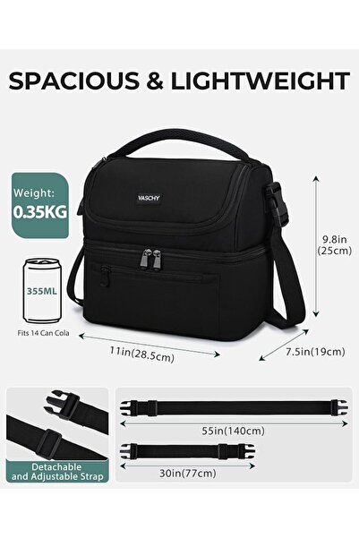 VASCHY Lunch Bag, Insulated Lunch Box Leak-proof Cooler Bag in Dual Compartme...
