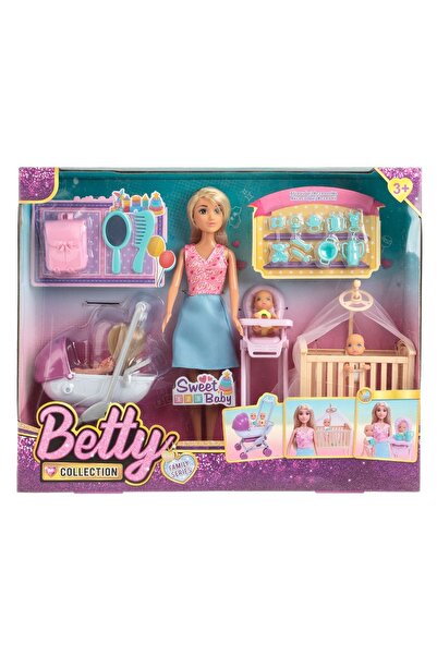 OEM Set de joacă Betty Collection: Mamă cu păpușă și 3 copii, cărucior, pătuț...