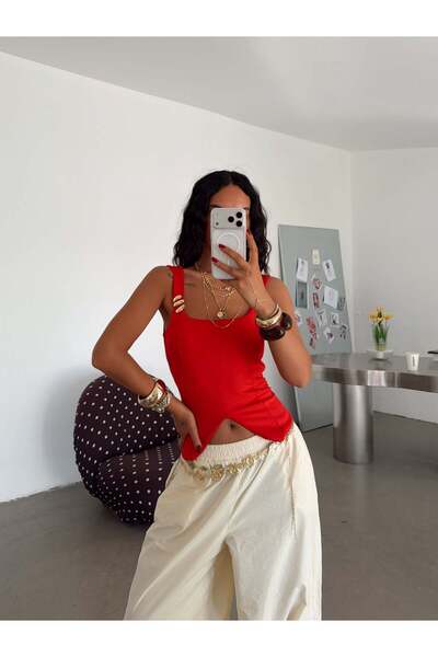 myd Blouse with Strap Accessories - Red