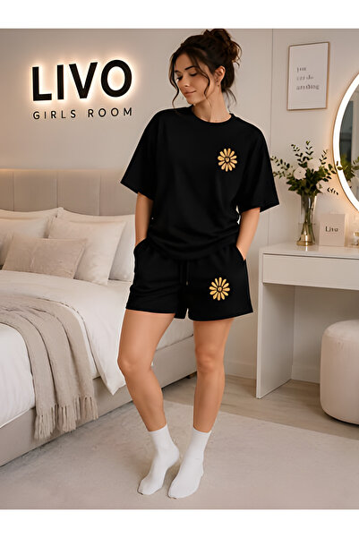 EFFRENATU Cherry Printed Oversize Cotton T-Shirt-Shorts Set
