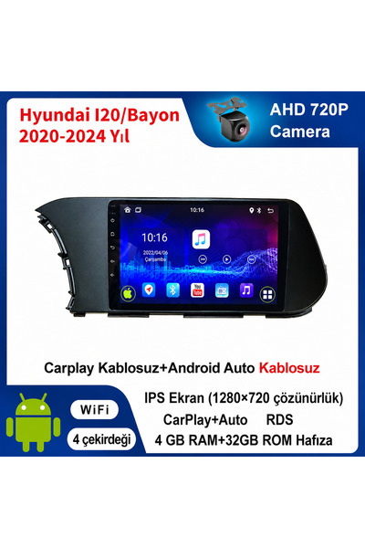 CONION Hyundai I20/Bayon 2020-2024 Yıl uyumlu 4GB Ram 32GB Rom Hafıza Android...