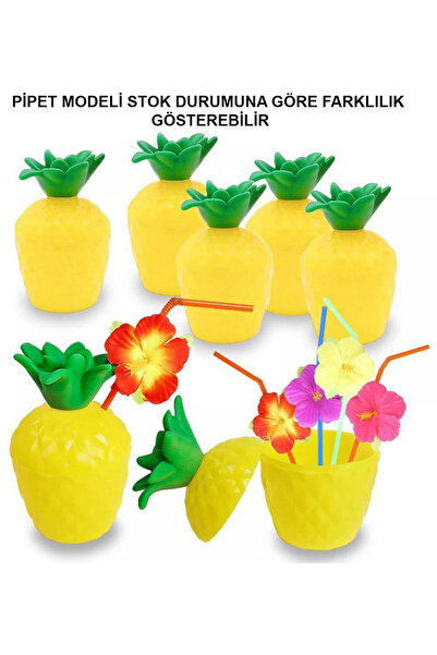 OSKA GLOBAL Pineapple hawaiian luau aloha straw drink container cup 10x13 cm ...
