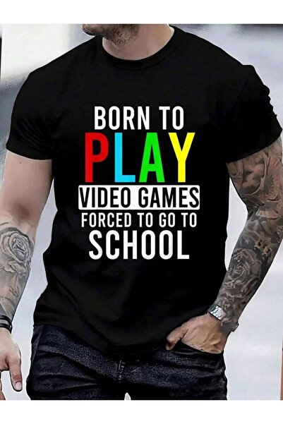 LİNA06 قميص 100% قطن بطباعة "Born To Play Games" هدية مضحكة لمحبي ألعاب الفيد...