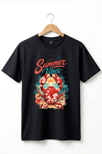The Baski Summer Vibes majica sa krabljim printom, 100% pamuk, standardni kro...