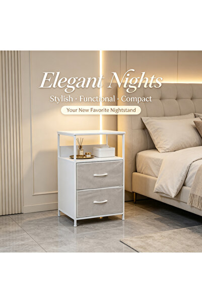Topone1Topone1 Nightstands, bedside tables, side tables with two fabric-cover...