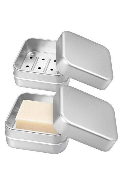 STARSTAR Two-piece portable travel soap dish set, aluminum soap dish with dra...
